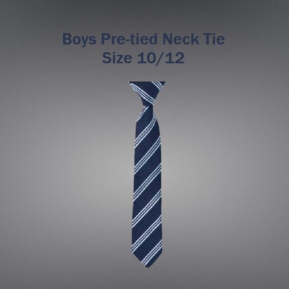 Boys Pre-tied Blue Striped Uniform Tie Size 10/12 - Picture 1 of 4